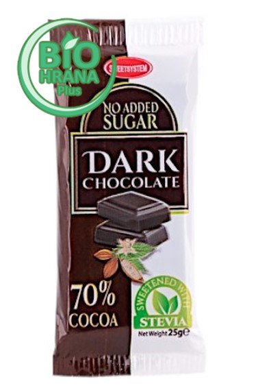 Crna cokolada sa steviom 25 gr